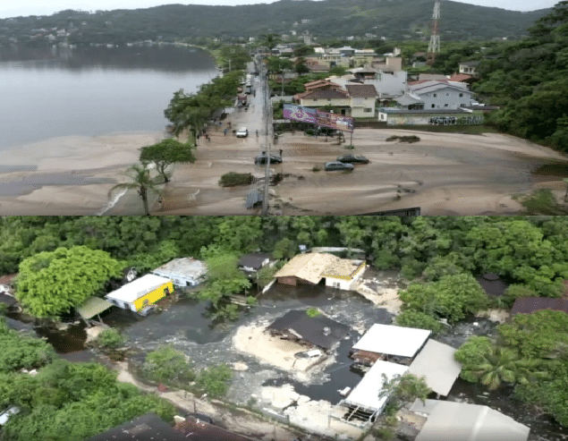 Justiça condena Casan por desastre na Lagoa da Conceição. O colapso ocorreu na madrugada de 25 de janeiro.
