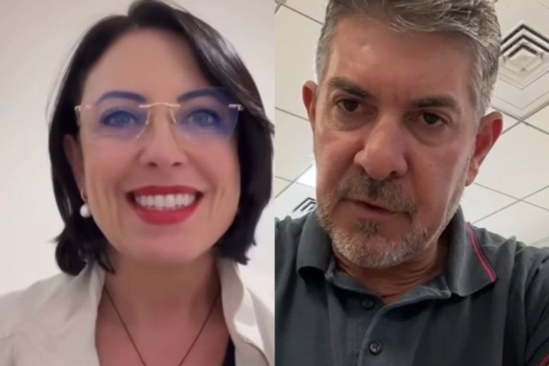 A vice-prefeita de Florianópolis, Maryanne Mattos (PL), e o secretário de Proteção Civil e Segurança Pública de Joinville, Paulo Rogério Rigo,